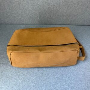 Mark & Graham Leather Shoe Bag Travel Toiletry Bag Shoe‎ Bag Faux Fur Lined Tan
